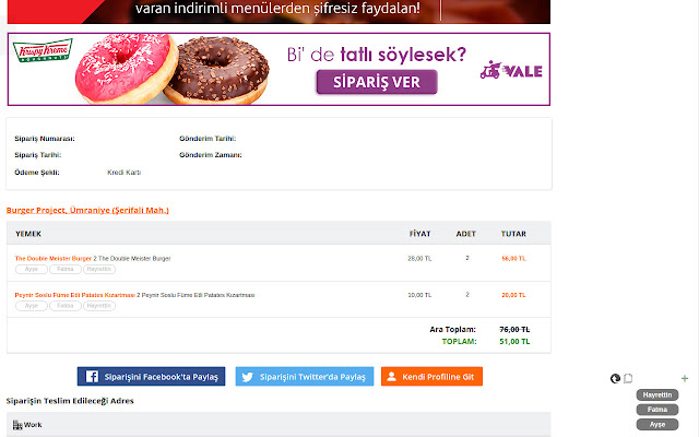 Yemek Sepeti Hesap Paylaşım  from Chrome web store to be run with OffiDocs Chromium online