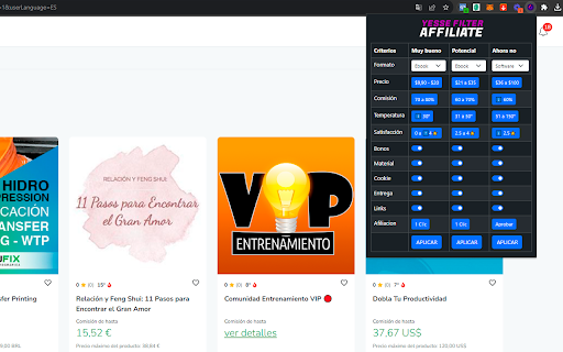 YessFilterAffiliate  from Chrome web store to be run with OffiDocs Chromium online