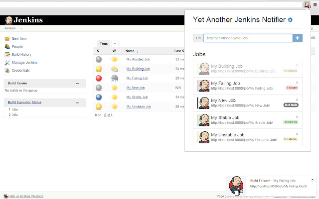 Yet Another Jenkins Notifier  from Chrome web store to be run with OffiDocs Chromium online