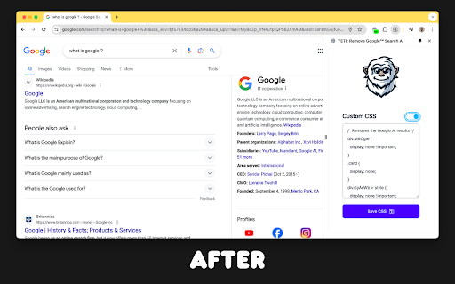 YETI: Remove Google™ Search AI  from Chrome web store to be run with OffiDocs Chromium online