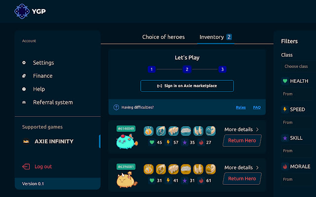 Yield Gaming Platform Axie extension  from Chrome web store to be run with OffiDocs Chromium online