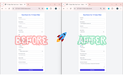 Yi Fake Filler  from Chrome web store to be run with OffiDocs Chromium online