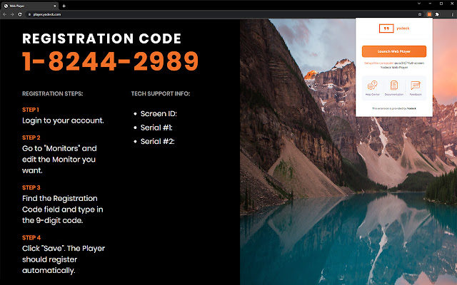 Yodeck Web Player Extension  from Chrome web store to be run with OffiDocs Chromium online