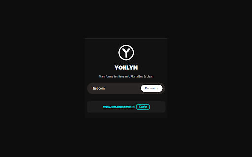 Yoklyn Raccourcisseur de lien  from Chrome web store to be run with OffiDocs Chromium online