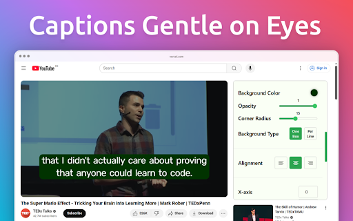 YouCaption: YouTube Captions Fully Customizable  from Chrome web store to be run with OffiDocs Chromium online