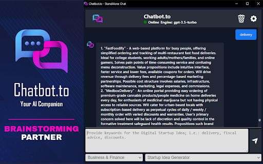 Your AI Companion Chatbot.to  from Chrome web store to be run with OffiDocs Chromium online
