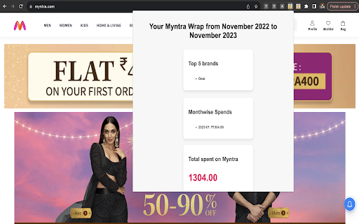 Your last 1 year Myntra Wrap  from Chrome web store to be run with OffiDocs Chromium online