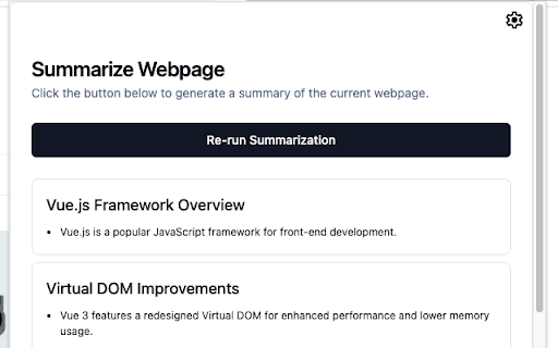 Your Own Webpage Summariser  from Chrome web store to be run with OffiDocs Chromium online
