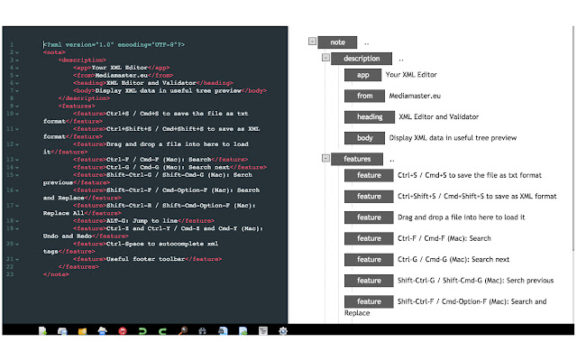 Your XML Editor  from Chrome web store to be run with OffiDocs Chromium online