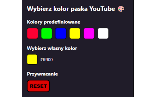 YoutTube progress bar color picker  from Chrome web store to be run with OffiDocs Chromium online