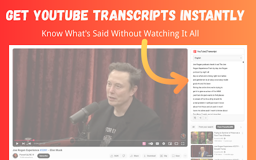Youtube2Transcript  from Chrome web store to be run with OffiDocs Chromium online