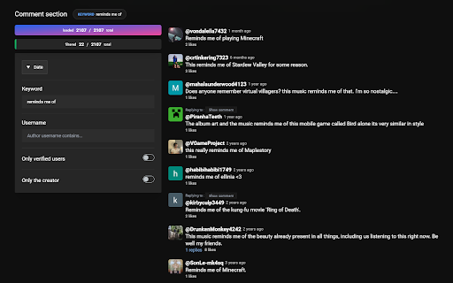 Youtube Advanced Comments  from Chrome web store to be run with OffiDocs Chromium online