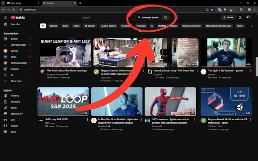 YouTube Advanced Search  from Chrome web store to be run with OffiDocs Chromium online