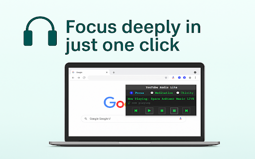YouTube Audio Lite  from Chrome web store to be run with OffiDocs Chromium online