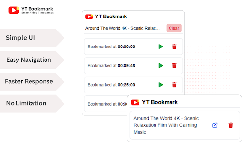 YouTube Bookmark: Save and manage timestamps for your favorite YT videos  from Chrome web store to be run with OffiDocs Chromium online