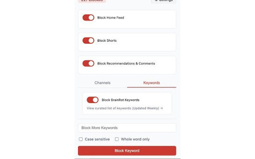 YouTube Brainrot Blocker Advanced filtering for YouTube  from Chrome web store to be run with OffiDocs Chromium online