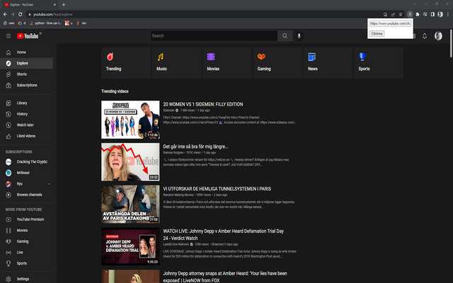 YouTube canonical  from Chrome web store to be run with OffiDocs Chromium online