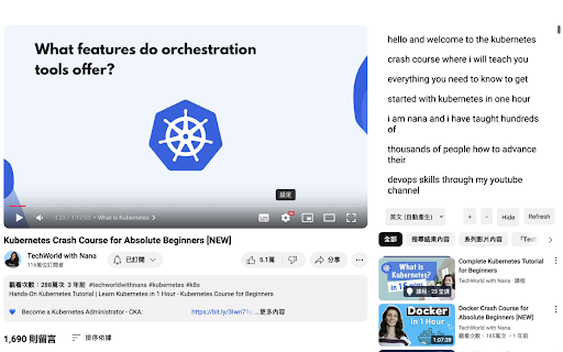 Youtube Caption Reader  from Chrome web store to be run with OffiDocs Chromium online