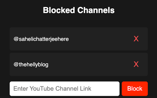 YouTube Channel Blocker  from Chrome web store to be run with OffiDocs Chromium online