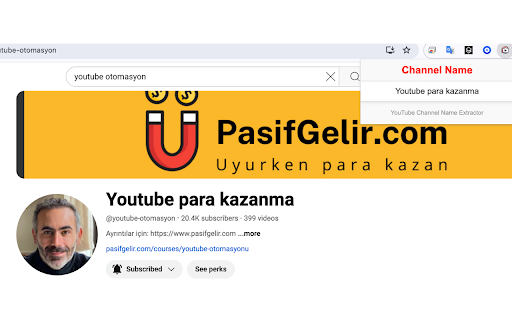 YouTube Channel Name Extractor  from Chrome web store to be run with OffiDocs Chromium online