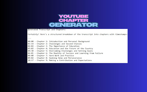 YouTube Chapters Generator  from Chrome web store to be run with OffiDocs Chromium online