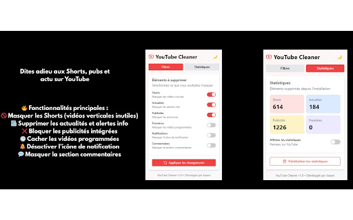 Youtube Cleaner  from Chrome web store to be run with OffiDocs Chromium online