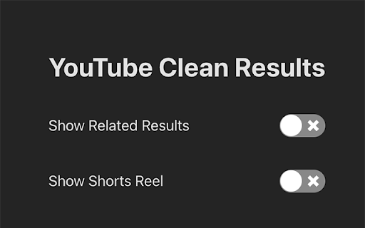 Youtube Clean Results Plugin  from Chrome web store to be run with OffiDocs Chromium online