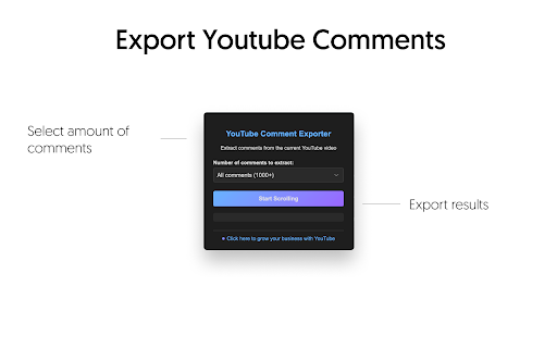 Exportateur de commentaires YouTube de la boutique en ligne Chrome à exécuter avec OffiDocs Chromium en ligne