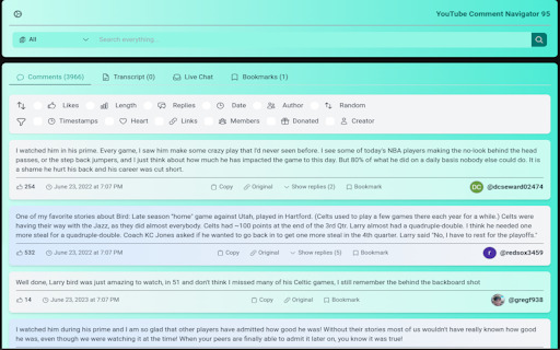 YouTube Comment Navigator 95  from Chrome web store to be run with OffiDocs Chromium online