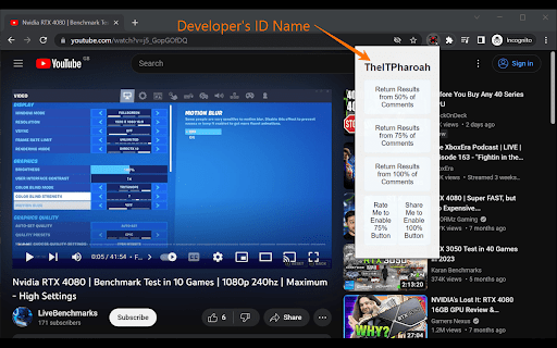 Youtube Comments Insights  from Chrome web store to be run with OffiDocs Chromium online