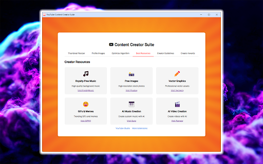 YouTube Content Creator Suite  from Chrome web store to be run with OffiDocs Chromium online