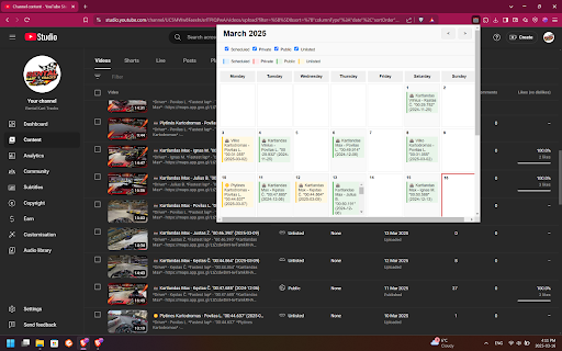 YouTube creator calendar  from Chrome web store to be run with OffiDocs Chromium online