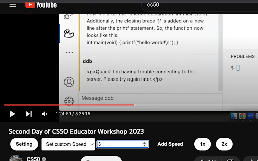 YouTube Custom Playback Speed  from Chrome web store to be run with OffiDocs Chromium online
