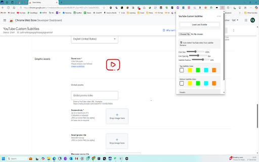 YouTube Custom Subtitles  from Chrome web store to be run with OffiDocs Chromium online