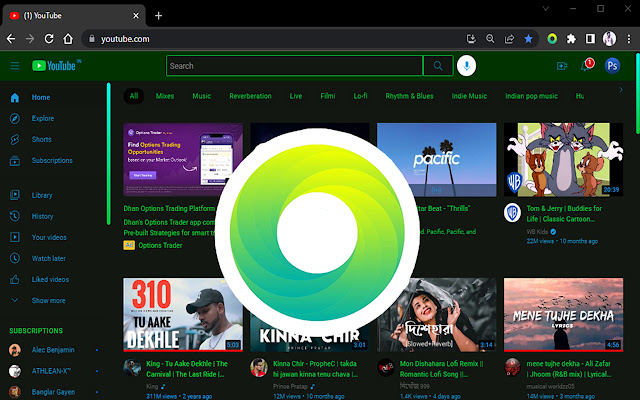 YouTube Dark Green Plus™  from Chrome web store to be run with OffiDocs Chromium online