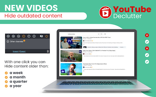 Youtube Declutter  from Chrome web store to be run with OffiDocs Chromium online