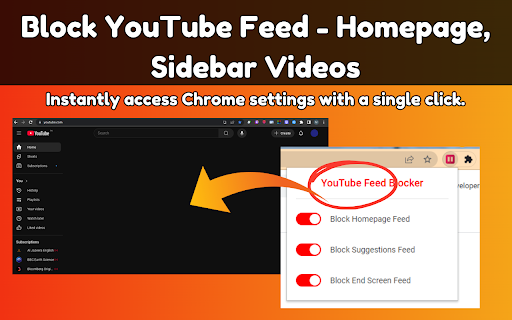 YouTube Feed Blocker Remove Distractions  from Chrome web store to be run with OffiDocs Chromium online