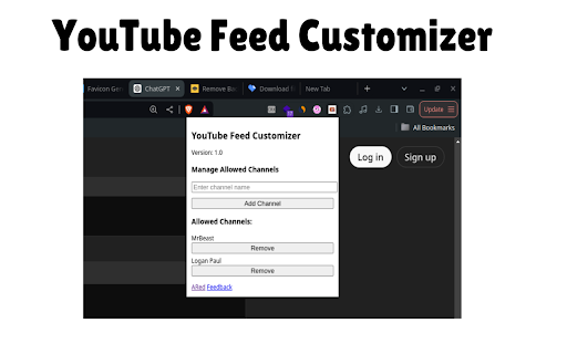 YouTube Feed Customizer  from Chrome web store to be run with OffiDocs Chromium online