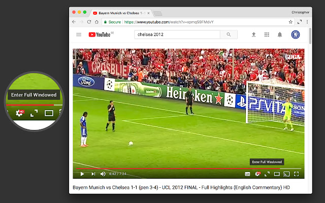 YouTube Full Windowed  from Chrome web store to be run with OffiDocs Chromium online