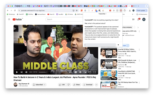 YouTube GPT Extension  from Chrome web store to be run with OffiDocs Chromium online