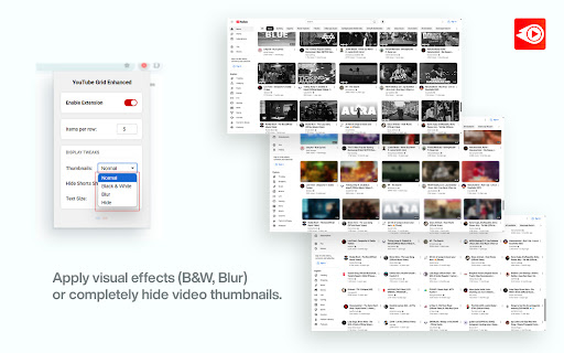 Youtube Grid Enhanced  from Chrome web store to be run with OffiDocs Chromium online
