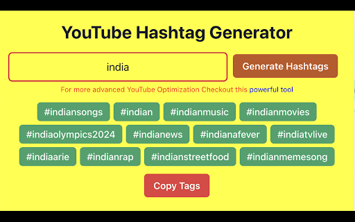 YouTube HashTag Generator  from Chrome web store to be run with OffiDocs Chromium online
