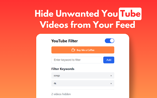 YouTube Keyword Blocker Hide Unwanted Videos from Your Feed  from Chrome web store to be run with OffiDocs Chromium online