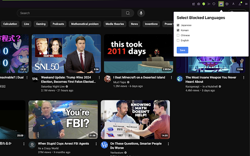 YouTube Language Search Shield  from Chrome web store to be run with OffiDocs Chromium online