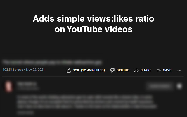 YouTube Likes Ratio  from Chrome web store to be run with OffiDocs Chromium online