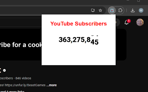 YouTube Live Subscriber Count  from Chrome web store to be run with OffiDocs Chromium online