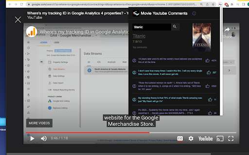 Youtube Movie Comments  from Chrome web store to be run with OffiDocs Chromium online