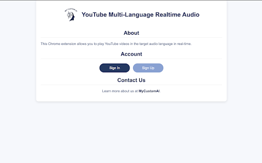 YouTube Multi Language Realtime Audio  from Chrome web store to be run with OffiDocs Chromium online