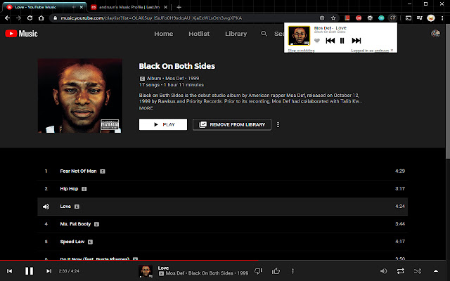 YouTube Music Last.fm Scrobbler  from Chrome web store to be run with OffiDocs Chromium online