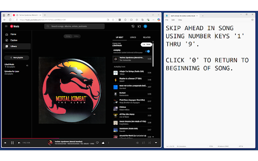 YouTube Music Number Key Skip Ahead  from Chrome web store to be run with OffiDocs Chromium online